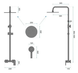 Душова система Rea Roger зі змішувачем золото REA-P0692