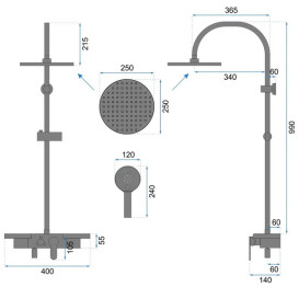 Душевая система Rea Vigo со смесителем черный REA-P7001