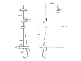 Душевая система Roca Vega с однорычажным смесителем хром A5A976EC00