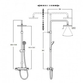 Душевая система Roca Victoria-T с термостатом и регулировкой высоты верхнего душа латунь хром A5A2018C00