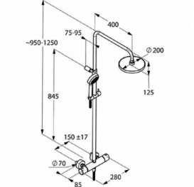 Душова система з термостатом для душу KLUDI LOGO DUAL ручна лійка 3S латунь хром 6809205-00