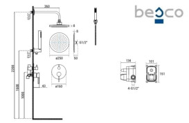 Душевая система скрытого монтажа Besco Decco/Illusion I/Veo со смесителем графит BP-DII-GR