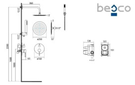 Душевая система скрытого монтажа Besco Decco/Illusion II/Veo со смесителем черный матовый BP-DIII-CZ
