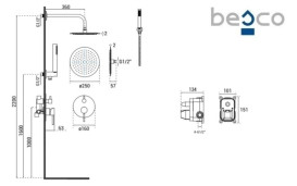 Душевая система скрытого монтажа Besco Decco/Illusion II/Veo со смесителем яркое золото BP-DIII-JZ