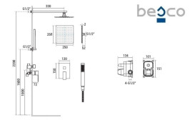 Душевая система скрытого монтажа Besco Modern/Varium II со смесителем черный матовый BP-MVII-CZ