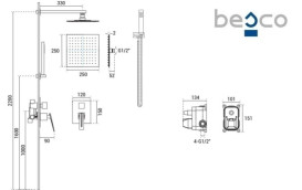 Душова система прихованого монтажу Besco Aspira II із змішувачем графіт BP-AII-GR