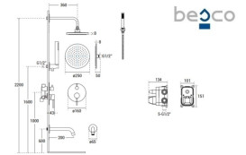 Душевая система скрытого монтажа Besco Veo/Decco/Illusion со смесителем графит BP-V-GR
