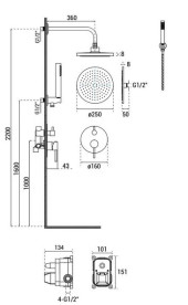 Душевая система скрытого монтажа Besco Veo/Decco/Illusion I со смесителем светло-золотой BP-DII-JZ