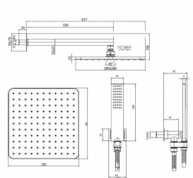 Душевая система скрытого монтажа Bossini M 80201 COSMO  SQUARO