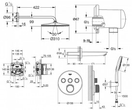 Душова система прихованого монтажу Grohe Grohtherm SmartControl хром UA26406SC2