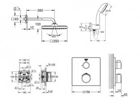 Душова система прихованого монтажу Grohe Grohtherm із Tempesta Cube 250 хром UA26415SC0