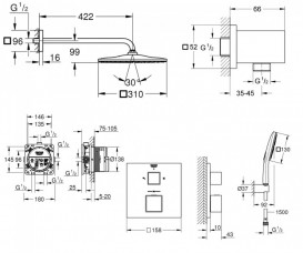 Душова система прихованого монтажу Grohe Grohtherm з Rainshower Mono 310 Cube хром UA26405SC0
