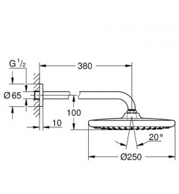 Душова система прихованого монтажу Grohe Grohtherm з верхнім душем Tempesta 250 хром UA26416SC0