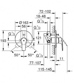 Душевая система скрытого монтажа Grohe Eurosmart New с верхним душем Tempesta 250 Cube хром UA26415SC5