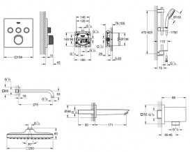 Душева система прихованого монтажу Grohe QuickFix Grohtherm SmartControl з Vitalio Comfort 250 Cube хром UA202801C3