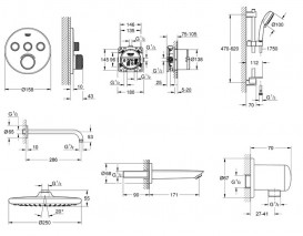 Душева система прихованого монтажу Grohe QuickFix Grohtherm SmartControl з Vitalio Start 250 хром UA202801R3
