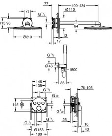 Душева система прихованого монтажу Grohe QuickFix Precision SmartControl з SmartActive 310 хром 34874000