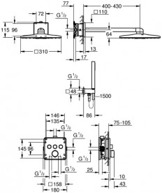 Душева система прихованого монтажу Grohe QuickFix Precision SmartControl із SmartActive 310 Cube хром 34875000