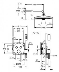 Душевая система скрытого монтажа Grohe QuickFix Precision SmartControl с Vitalio Joy 260 хром 34878000