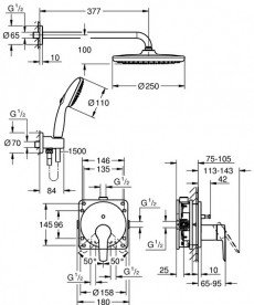 Душевая система скрытого монтажа Grohe QuickFix Get с Vitalio Start 250 хром 25292000