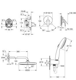 Душевая система скрытого монтажа Grohe Grohe Eurosmart Tempesta 250 (UA26415SC8)