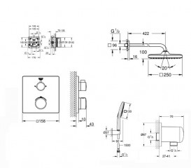 Душова система прихованого монтажу Grohe Grohtherm Cube з Vitalio Comfort 250 Cube хром UA26415SC7