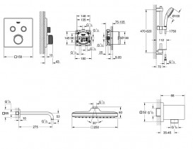 Душевая система скрытого монтажа Grohe QuickFix Grohtherm SmartControl с Vitalio Comfort 250 Cube хром UA202801C2