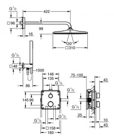 Душевая система скрытого монтажа Grohe QuickFix Precision с Vitalio Rain Mono 310 Cube хром 34881000
