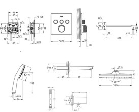 Душевая система скрытого монтажа Grohe QuickFix Grohtherm SmartControl с Vitalio Comfort 250 Cube хром UA202802C3