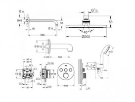 Душова система прихованого монтажу Grohe Grohtherm SmartControl з термостатом хром UA3461402L