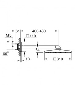 Душова система прихованого монтажу Grohe Grohtherm SmartControl + Rainshower 310 SmartActive Cube з верхнім і ручним душем хром UA3470600A