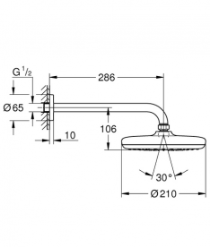 Душова система прихованого монтажу Grohe Grohtherm SmartControl + Tempesta 210 з верхнім і ручним душем хром 29120SCN