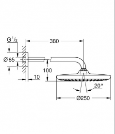 Душова система прихованого монтажу Grohe Grohtherm SmartControl + Tempesta 250 з верхнім і ручним душем хром 26416SC2