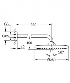 Душевая система скрытого монтажа Grohe Eurosmart + Tempesta 250 с верхним и ручным душем хром UA26416SC3