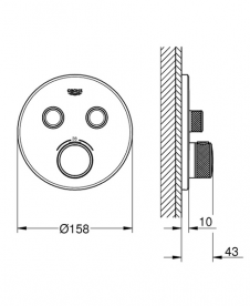 Душевая система скрытого монтажа Grohe Grohtherm SmartControl + Tempesta 250 с верхним и ручным душем хром 26416SC1