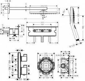 Душова система прихованого монтажу з термостатом Hansgrohe Ecostat Square хром 2А131218
