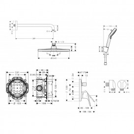 Душевая система скрытого монтажа Hansgrohe Focus/Ecosmart с верхним и ручным душем хром 72494000