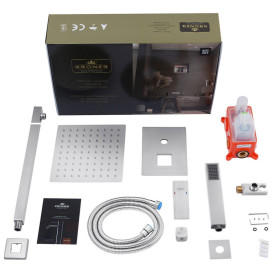 Душевая система скрытого монтажа Kroner KRP Edelstahl Kubus-ESG082 со смесителем нержавеющая сталь CV029971