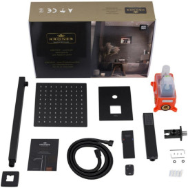 Душевая система скрытого монтажа Kroner KRP Edelstahl Kubus-SCH082 со смесителем нержавеющая сталь черный CV029972