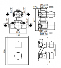 Душова система прихованого монтажу PAFFONI LEVEL KIT LEQ518 CR / M, колір хром