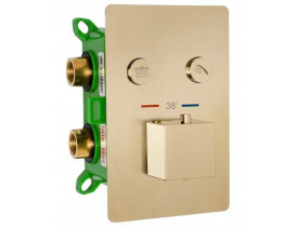 Душевая система скрытого монтажа Rea Davis с термостатом матовое золото REA-P6358