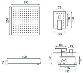 Душевая система скрытого монтажа Rea Fenix со смесителем золото REA-P8401