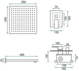 Душевая система скрытого монтажа Rea Fenix со смесителем хром REA-P8451