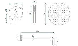 Душевая система скрытого монтажа Rea Lungo со смесителем хром REA-P8007