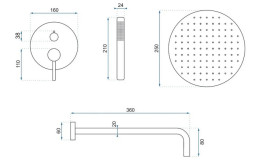 Душевая система скрытого монтажа Rea Lungo со смесителем розовое золото REA-P4111