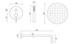 Душевая система скрытого монтажа Rea Lungo со смесителем золото REA-P4110