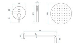 Душова система прихованого монтажу Rea Lungo із змішувачем чорний REA-P4100