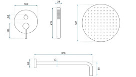 Душова система прихованого монтажу Rea Lungo із змішувачем білий матовий REA-P8540