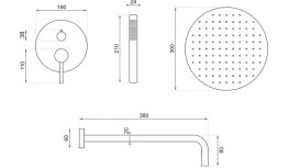 Душевая система скрытого монтажа Rea Lungo со смесителем матовое золото REA-P4160