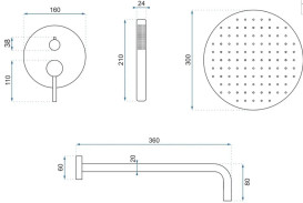 Душевая система скрытого монтажа Rea Lungo со смесителем матовая медь REA-P8809